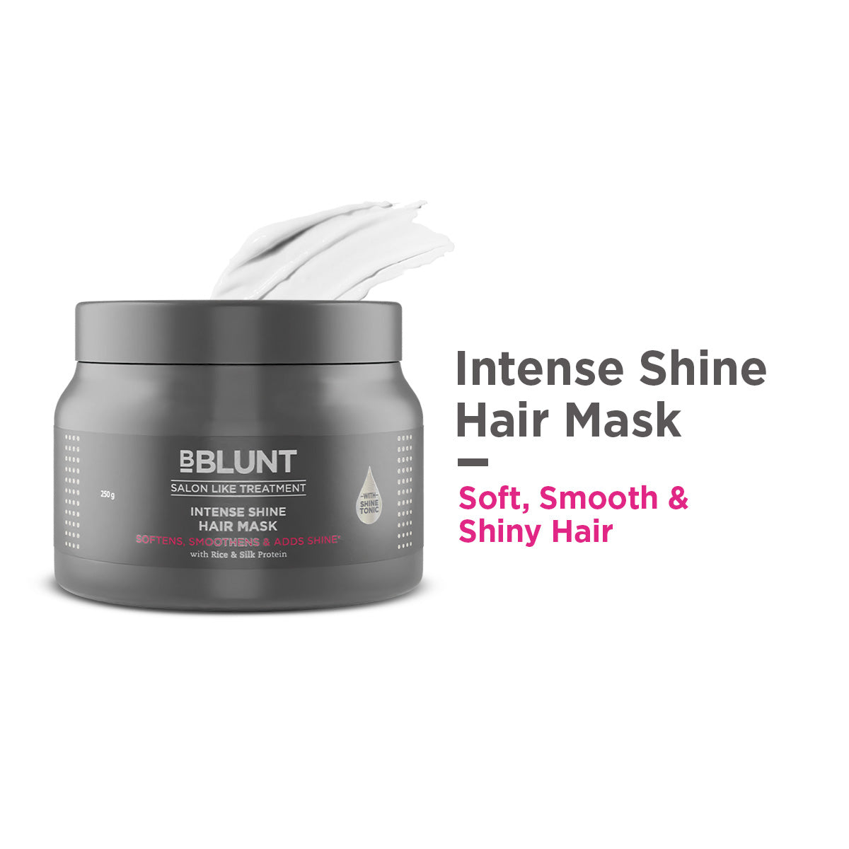 Bblunt Intense Shine Hair Mask with Rice & Silk Protein for Softer, Smoother & Shinier Hair, 250g, Pack of 3 X 250g - Image 2 - Buy from Indicrest