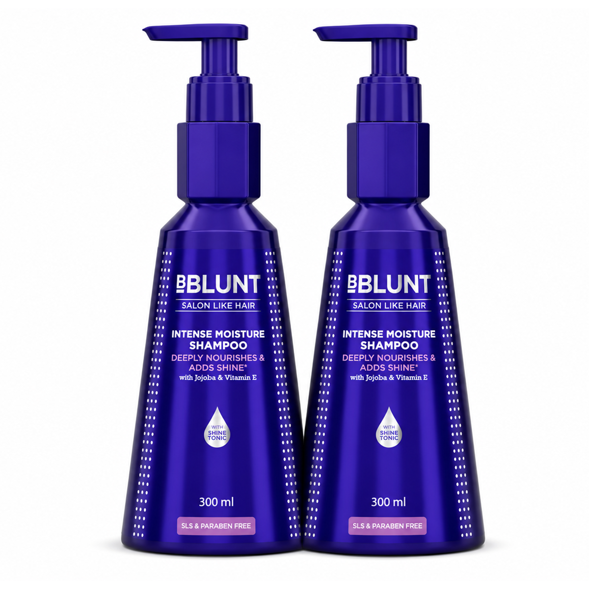 Bblunt Intense Moisture Shampoo with Jojoba and Vitamin E for Dry & Frizzy Hair, Pack of 2 X 300ml - Buy from Indicrest