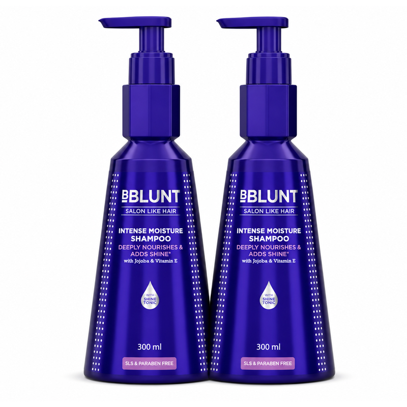 Bblunt Intense Moisture Shampoo with Jojoba and Vitamin E for Dry & Frizzy Hair, Pack of 2 X 300ml - Buy from Indicrest