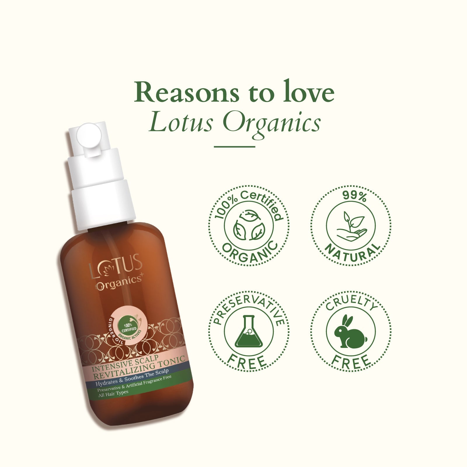 Lotus Herbals Organics+ Intensive Scalp Revitalizing Tonic, 100ml