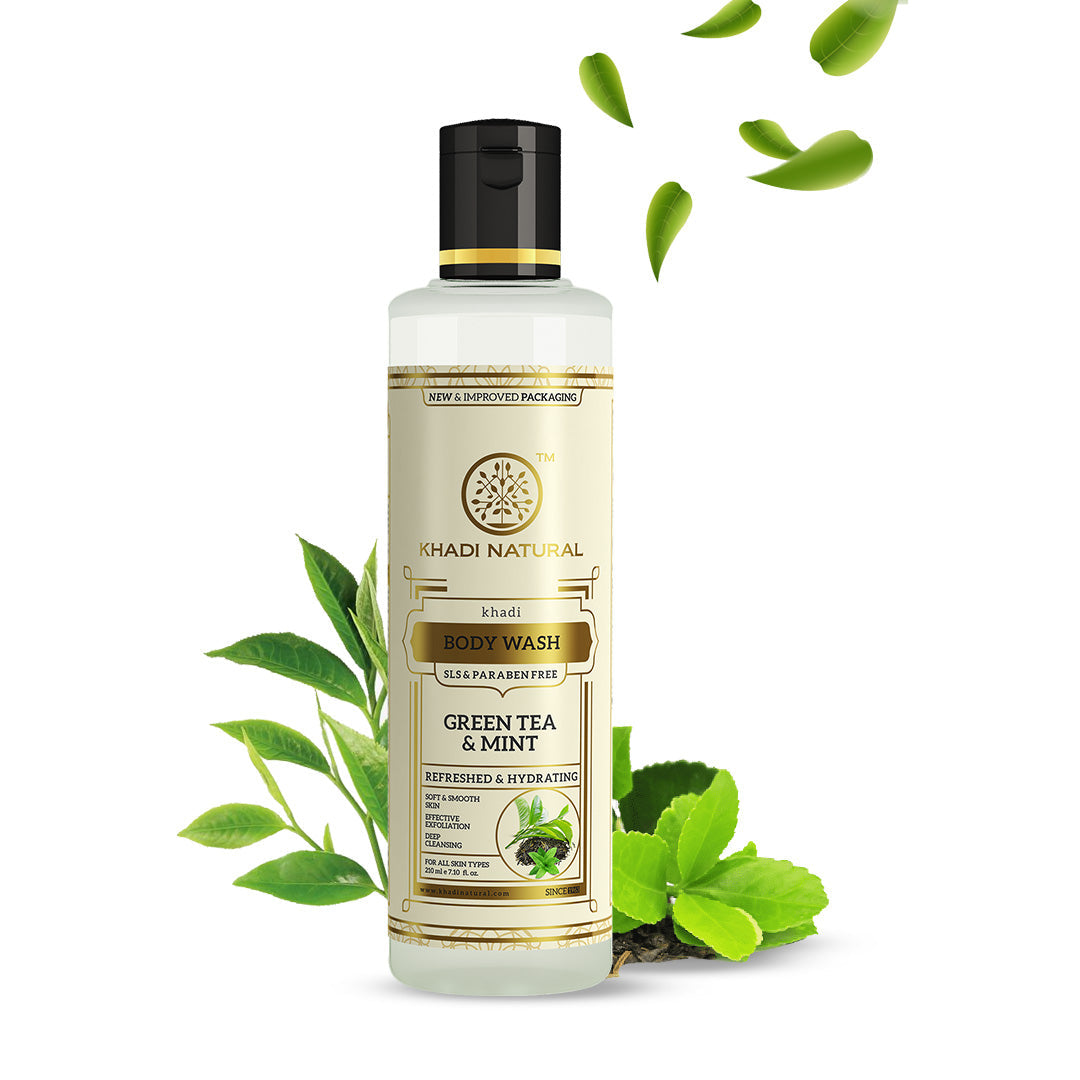 Khadi Natural Green Tea & Mint Body Wash SLS & Paraben Free - 210ml Sale - Image 5 - Buy from Indicrest