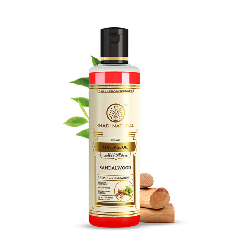 Khadi Natural Sandalwood Massage Oil - Without Mineral Oil - 210ml Sale - Buy from Indicrest