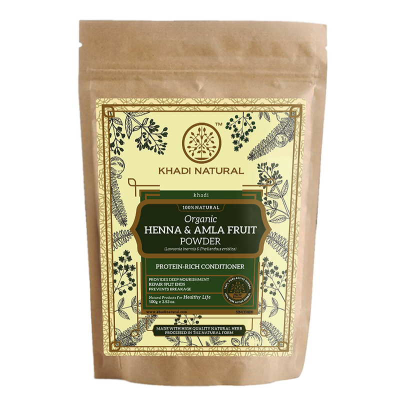 Khadi Natural Organic Henna & Amla Fruit Powder For Hair Care - 100% Natural - 100gm - Buy from Indicrest