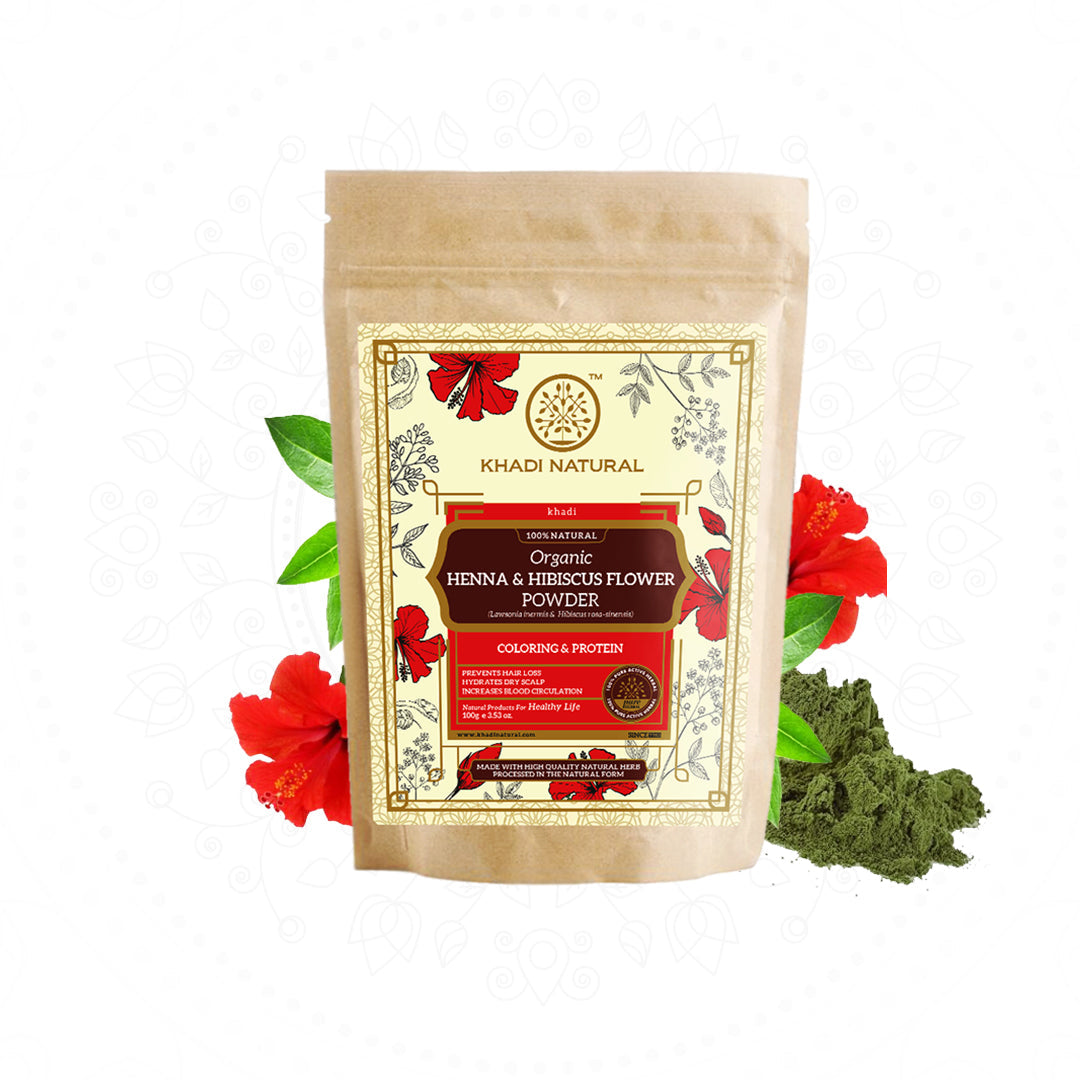 Khadi Natural Organic Henna & Hibiscus Flower Hair Coloring Powder - 100% Natural - 100gm - Image 5 - Buy from Indicrest