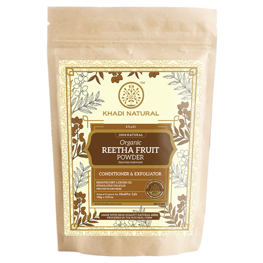 Khadi Natural Organic Reetha Fruit Powder For Hair - 100% Natural - 100gm - Buy from Indicrest