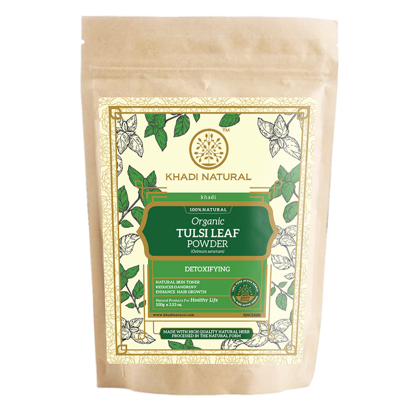Khadi Natural Organic Tulsi Leaf Powder For Hair Care - 100% Natural - 100gm - Buy from Indicrest