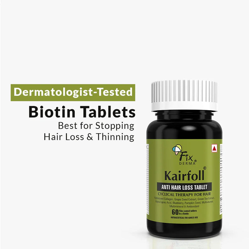 Fixderma Kairfoll Anti Hair Loss Tablet | Biotin Tablets to Stop Hair Loss & Thinning, 60 Tablets - Buy from Indicrest