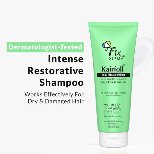Fixderma Kairfoll Bond Repair Shampoo | Intense Restorative Shampoo for Damaged Hair, 200ml - Buy from Indicrest