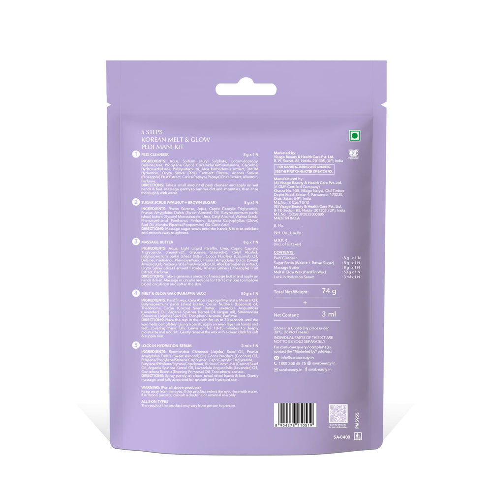 Sara Korean Melt and Glow Pedicure and Manicure Kit with Paraffin Wax Mask - Image 7 - Buy from Indicrest