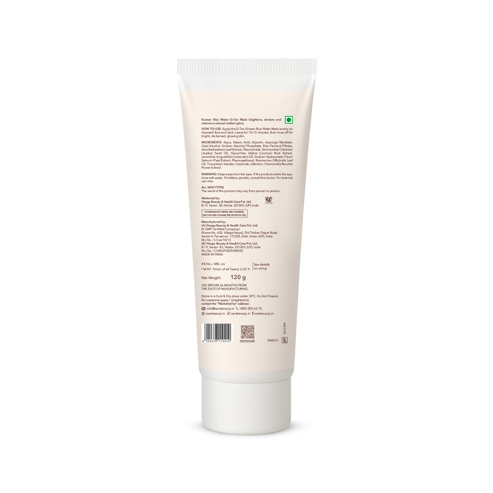 Sara Korean rice water D-tan even tone mask, 120g - Image 9 - Buy from Indicrest