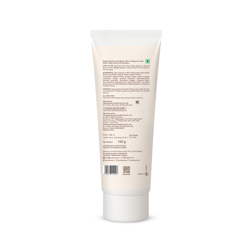 Sara Korean Rice Water D-tan Glow Cream, 120g - Image 9 - Buy from Indicrest