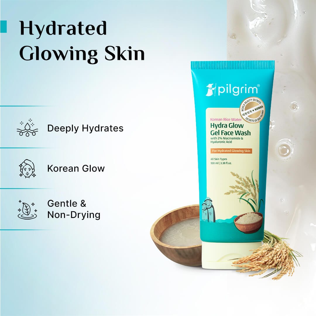 Pilgrim Korean Rice Water Hydra Glow Gel Face Wash, 100ml - Image 2 - Buy from Indicrest