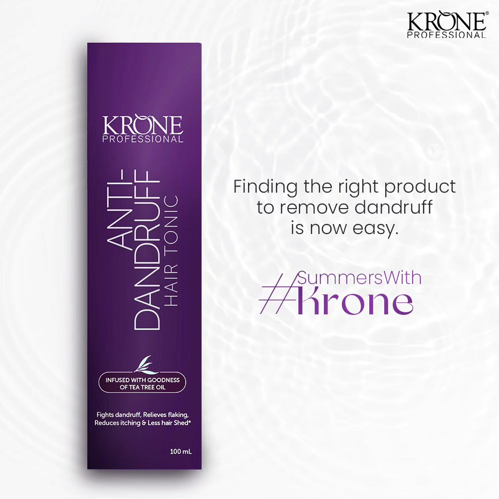 Krone Professional Anti-Dandruff Hair Tonic 100ml with Tea Tree Oil for flakes and scalp freshness