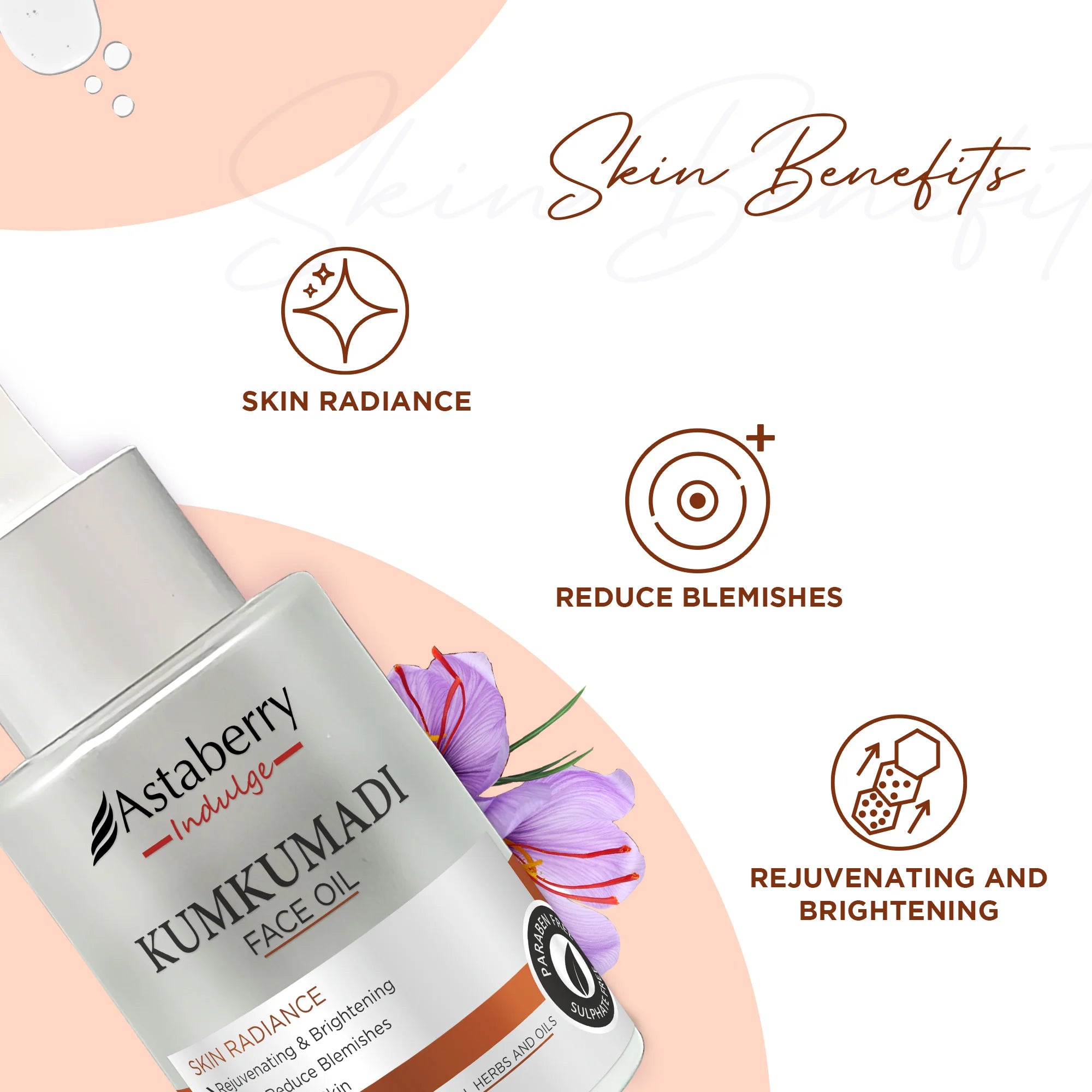 Astaberry Kumkumadi Face Oil for Blemishes and skin-lightening - 30ML - Image 3 - Buy from Indicrest