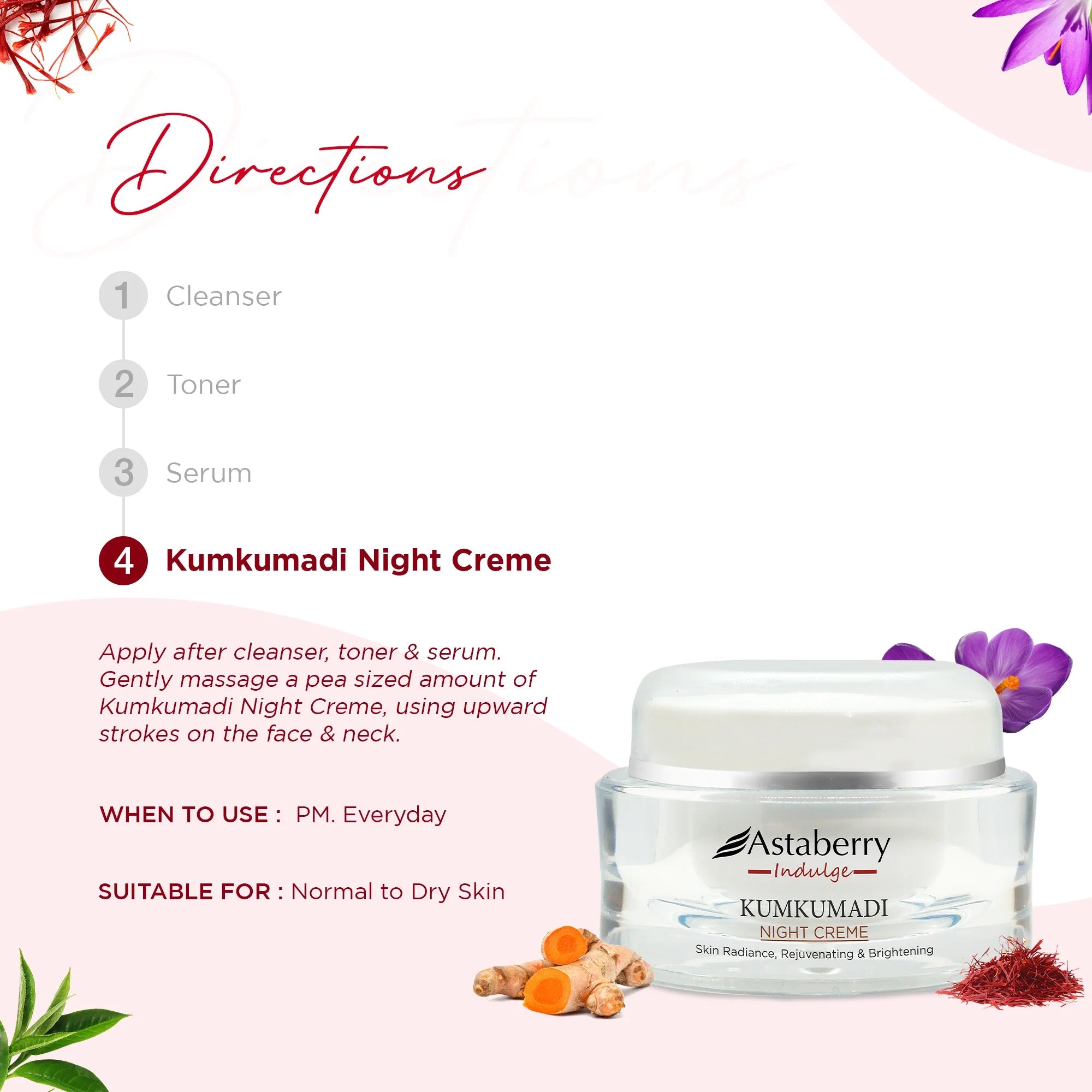 Astaberry Kumkumadi Night Creme for Deep Hydration & Glow - 50 GM - Image 6 - Buy from Indicrest