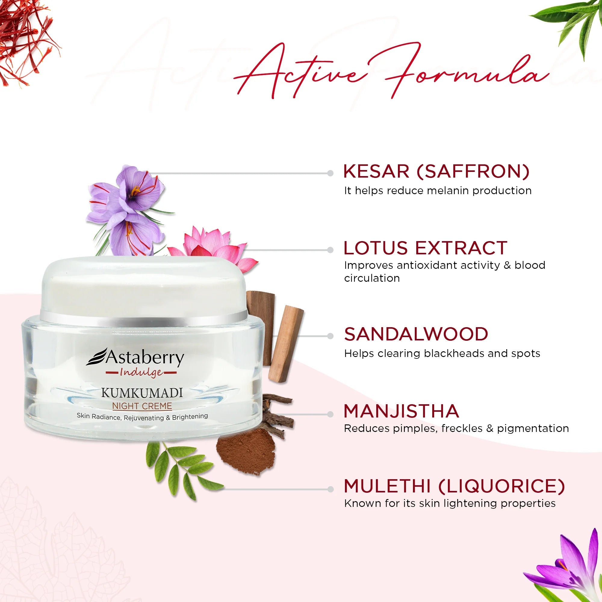 Astaberry Kumkumadi Night Creme for Deep Hydration & Glow - 50 GM - Image 5 - Buy from Indicrest
