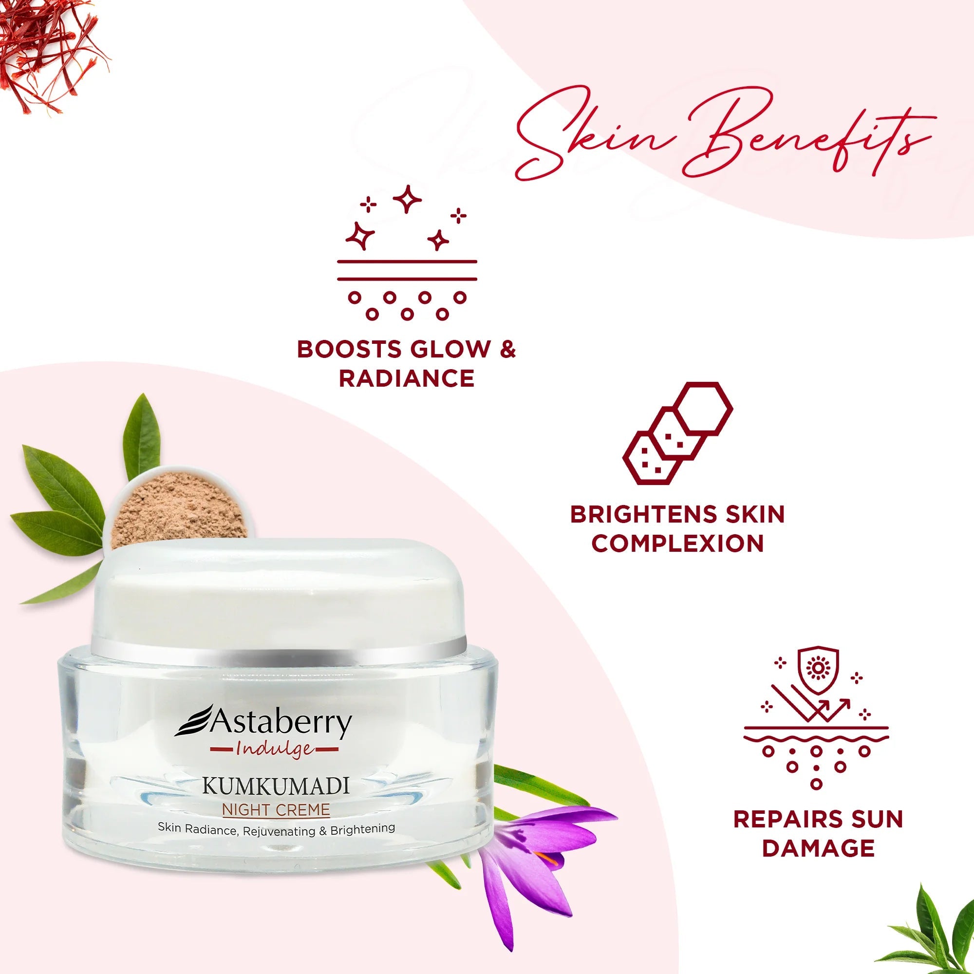 Astaberry Kumkumadi Night Creme for Deep Hydration & Glow - 50 GM - Image 4 - Buy from Indicrest