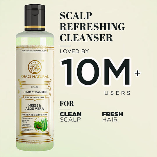 Khadi Natural Neem & Aloevera Hair Cleanser SLS & Paraben Free - 210ml - Buy from Indicrest