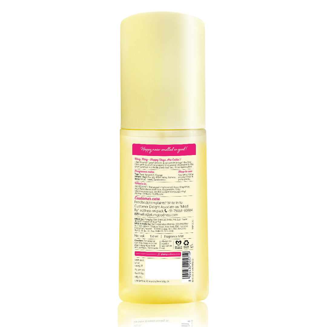 Plum Lily Miss Sunshine Body Mist by Plum BodyLovin' | Long Lasting | Travel-Friendly | Fruity-Floral Fragrance | Perfume Body Spray, 150ml