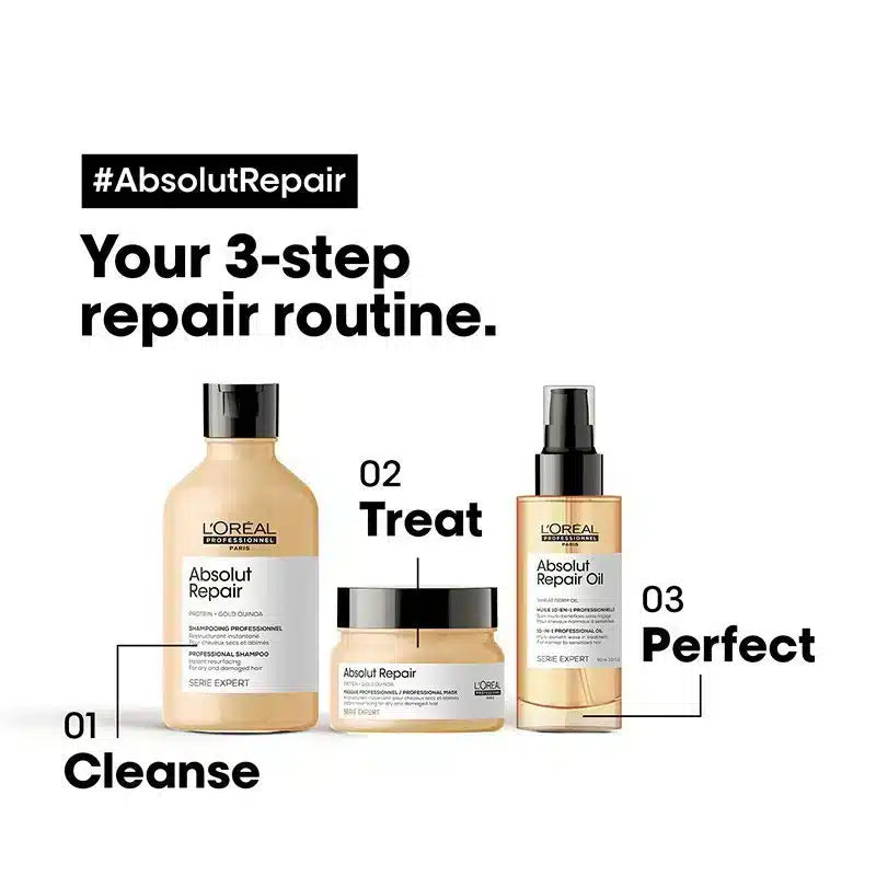 L'Oreal Professionnel Absolut Repair Shampoo, 1.5L | Hair Mask, 490ml Combo For Damaged Hair