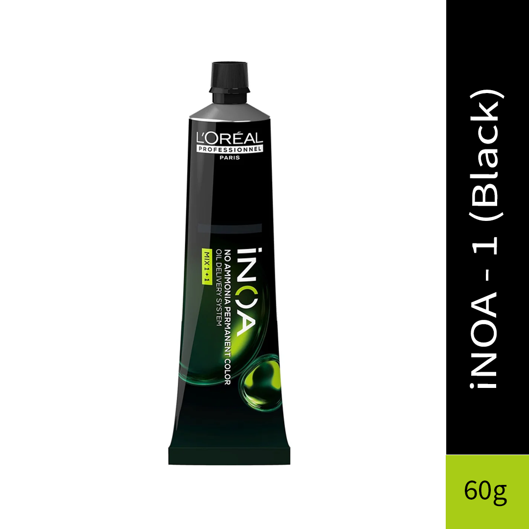 L'Oreal Professionnel Paris iNOA - 1 (Black) Ammonia-Free Hair Color, 60g