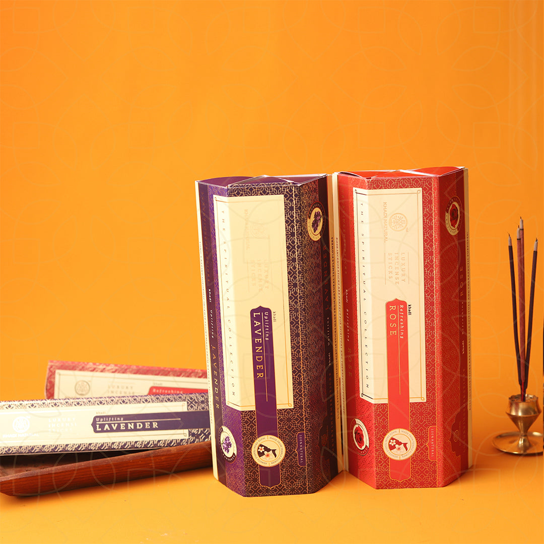 Khadi Natural Incense Sticks Rose & Lavender Combo (Pack of 6) - Buy from Indicrest
