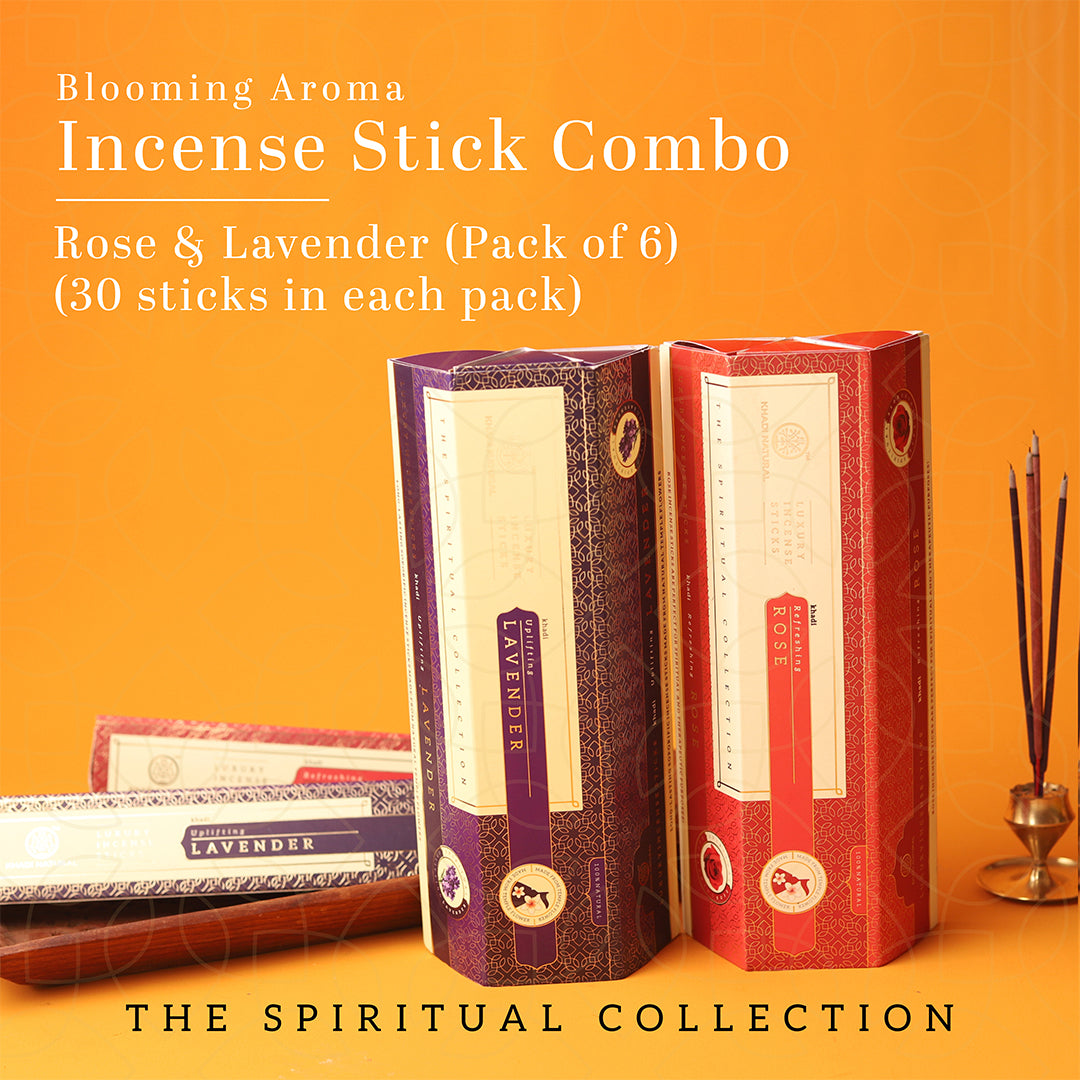 Khadi Natural Incense Sticks Rose & Lavender Combo (Pack of 6) - Image 9 - Buy from Indicrest