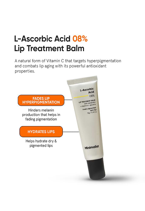 Minimalist L-Ascorbic Acid 8% Lip Treatment Balm For Prevents &amp; treats hyperpigmentation, hydrates and softens lips, 12g - Image 2 - Buy from Indicrest