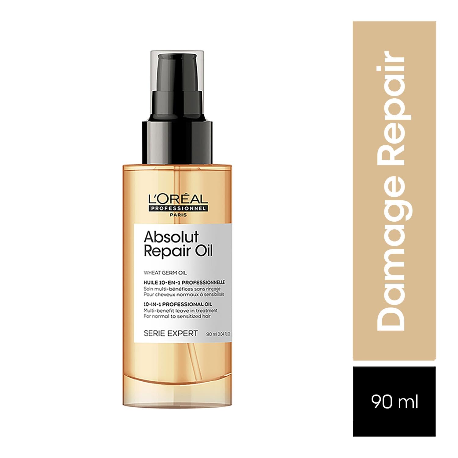 L'Oréal Professionnel Serie Expert Absolut Repair Serum | For dry and damaged hair| Provides softness and shine | With Wheat Oil (90ml)