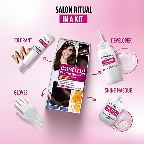 L'Oreal  Paris Casting Creme Gloss Conditioning Hair Color, 300 Darkest Brown - 72ml + 87.5g6