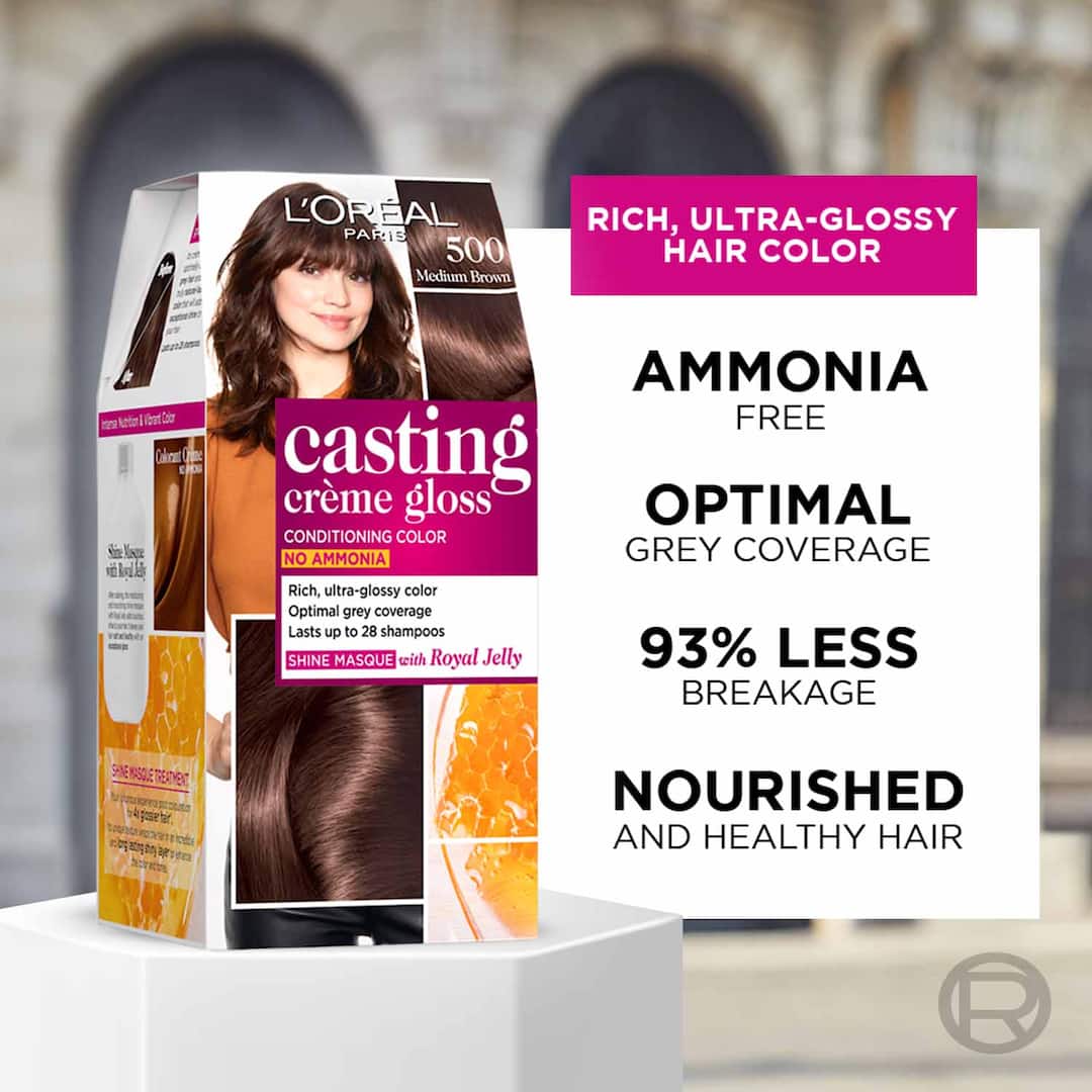 L'Oreal  Paris Casting Creme Gloss Hair Color 500 Medium Brown (87.5g+72ml)5