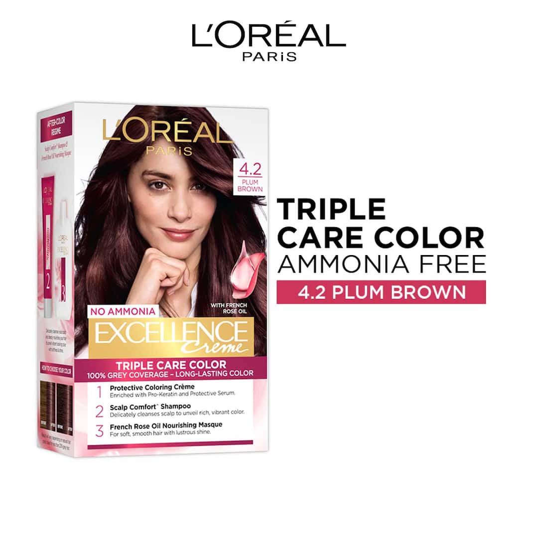 L'Oreal  Paris Excellence Creme Hair Color 4.2 Plum Brown (72ml+100g)2