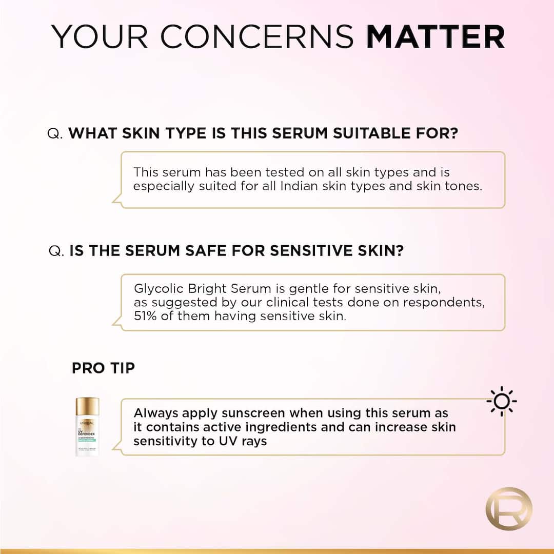 L'Oreal  Paris Glycolic Bright Dark Spot Serum 8% Glycolic Acid – 15ml10