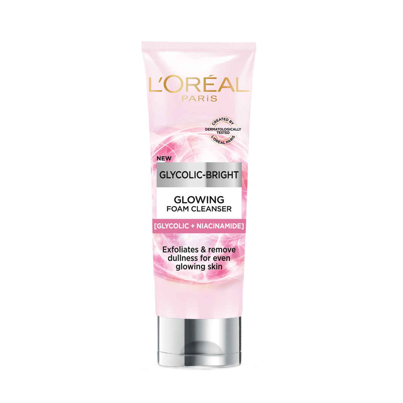 L'Oreal  Paris Innovation Glycolic- Bright Glowing Daily Cleanser Foam, 100 ml | Glycolic acid, Exfoliates and Removes Dullness for even glowing skin  Buy at Indicrest