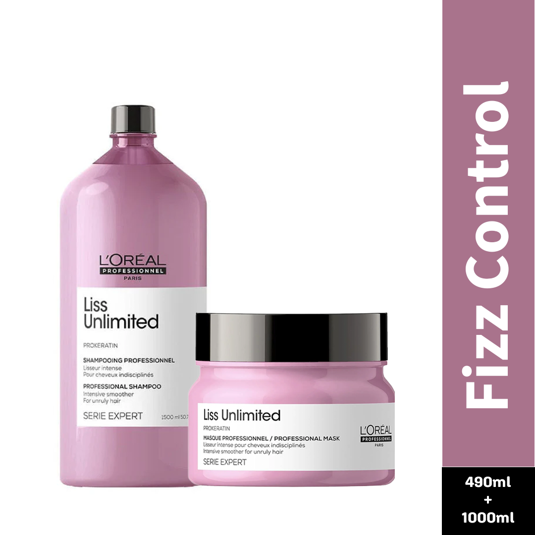 L'Oreal Professionnel Liss Unlimited Shampoo, 1500ml and L'Oreal Professionnel Liss Unlimited Mask, 490ml – Combo