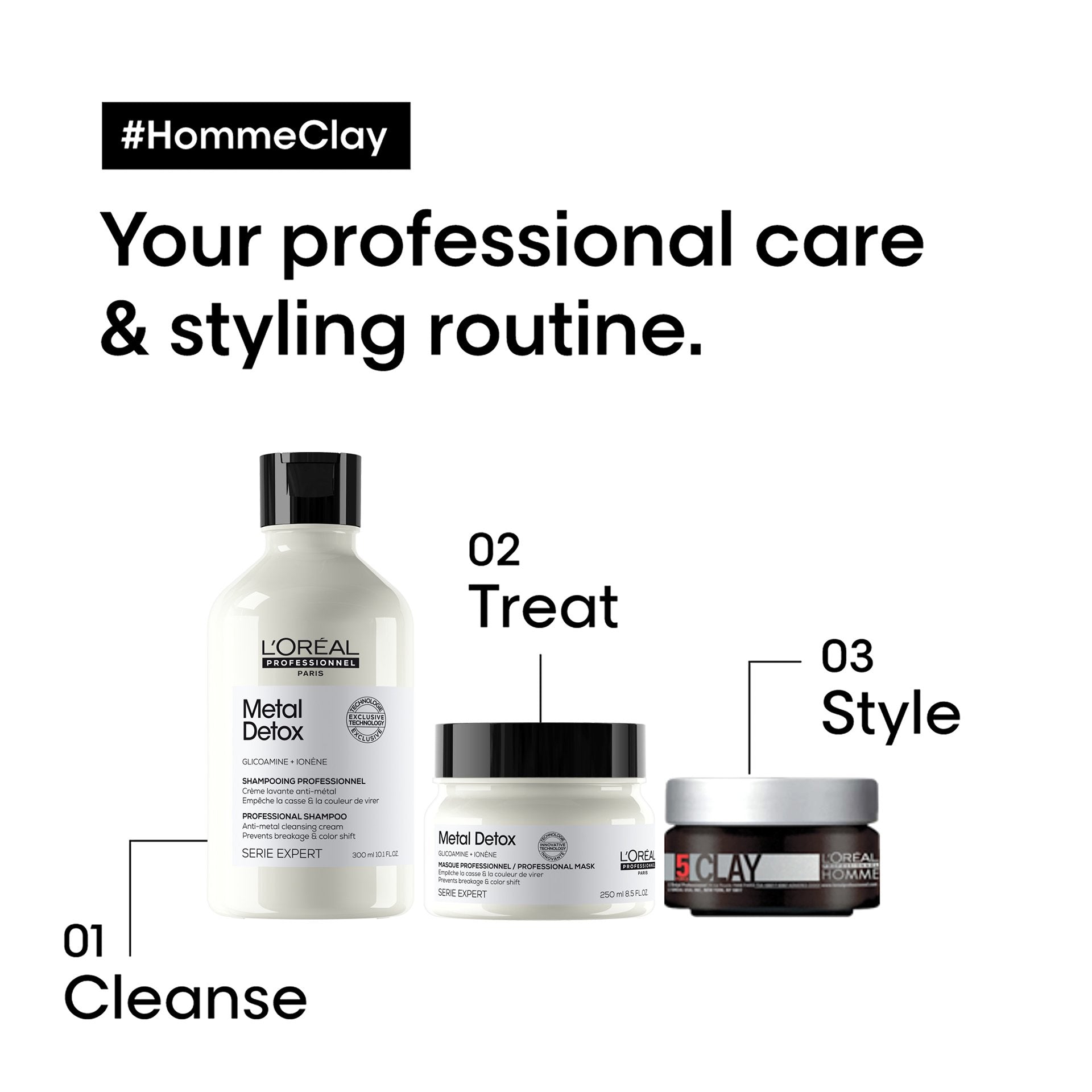 L'Oreal  Professionnel Paris - Homme 5 Force Strong Hold Matt Clay (50ml)5