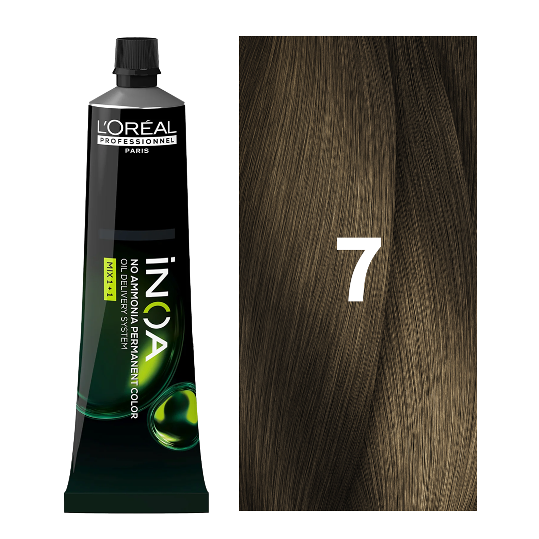L'Oreal Professionnel Paris iNOA - 7 (Blonde) - Ammonia Free Permanent Colour - Mix 1:1 - (60g) at Indicrest Buy at Indicrest