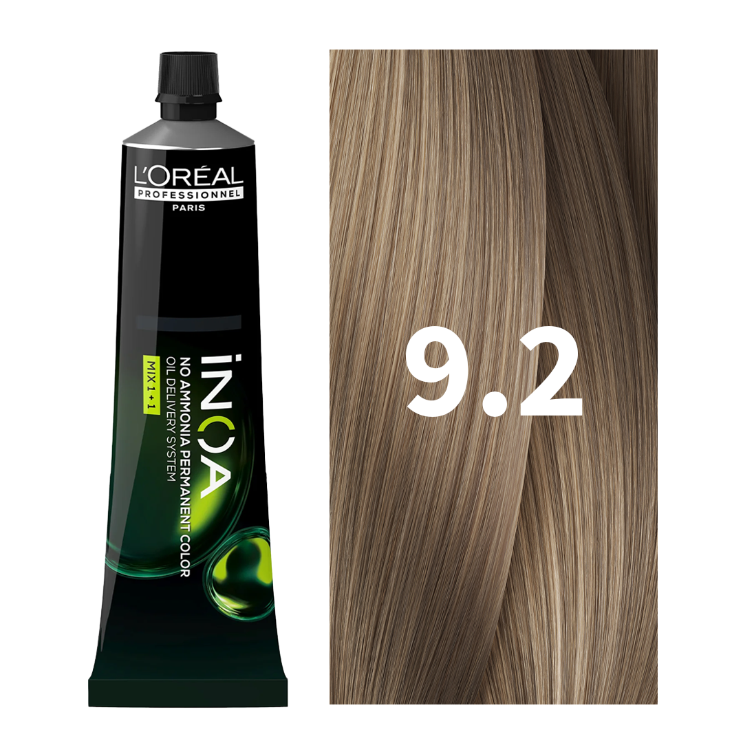 L'Oreal Professionnel Paris iNOA - 9.2 (Very Light Iridescent Blonde) - Ammonia Free Permanent Colour - Mix 1:1 - (60g) at Indicrest Buy at Indicrest