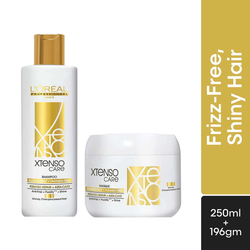 L'Oreal Professionnel X-Tenso Care Sulfate-Free Shampoo, 250ml and Masque, 196g Combo Buy at Indicrest