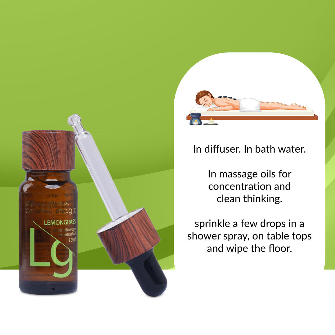Aroma Magic Lemongrass Essential Oil Online - Freshens Air & Treats Insect Bites, 10ml - Image 5 - Buy from Indicrest