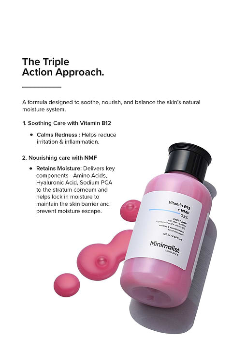 Minimalist Vitamin B12 + NMF 03% Face Toner For Soothes &amp; nourishes skin, 120ml - Image 6 - Buy from Indicrest