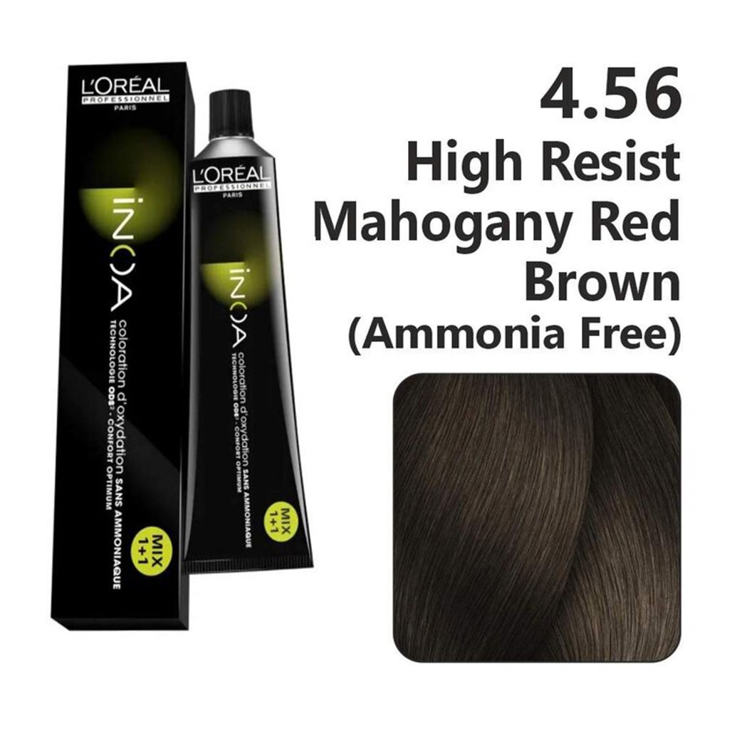 L'Oreal  Professionnel Paris - 4.56 Mahogany Red Brown - Inoa Ammonia Free Permanent Colour - Mix 1:1 - (60g) - Indicrest