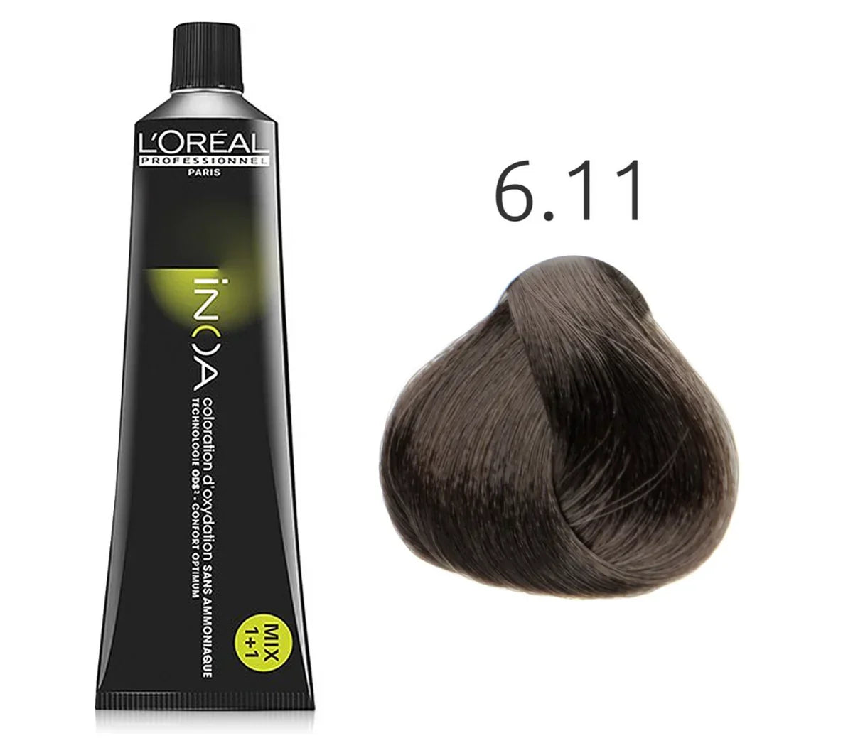 L'Oreal  Professionnel Paris - 6.11 Dark Deep Ash Blonde - Inoa Ammonia Free Permanent Colour - Mix 1:1 - (60g) - Indicrest