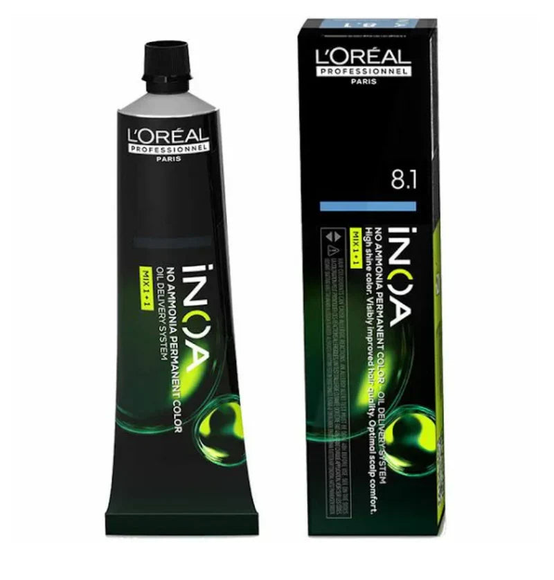 L'Oreal  Professionnel Paris - 8.1 Light Ash Blonde - Inoa Ammonia Free Permanent Colour - Mix 1:1 - (60g) - Indicrest