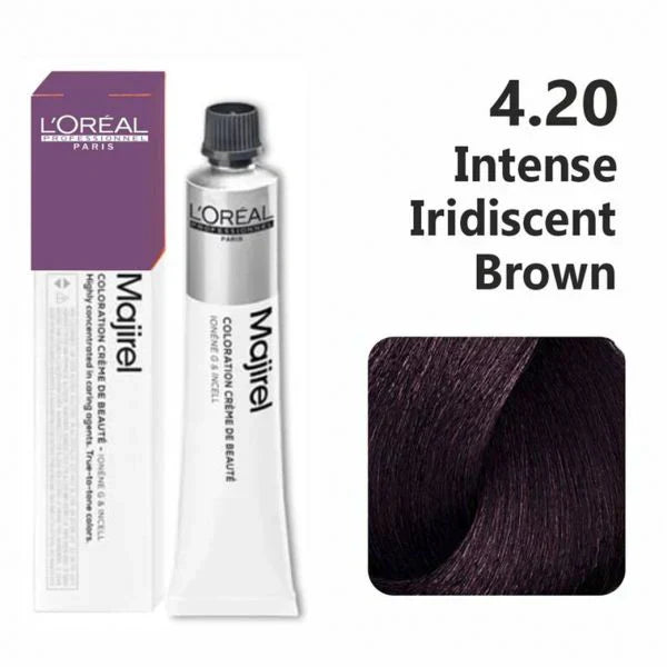 L'Oreal  Professionnel Paris - Majirel - 4.20 (Intense Iridiscent Brown) - Mix 1:1.5 - (49.5g) - Indicrest