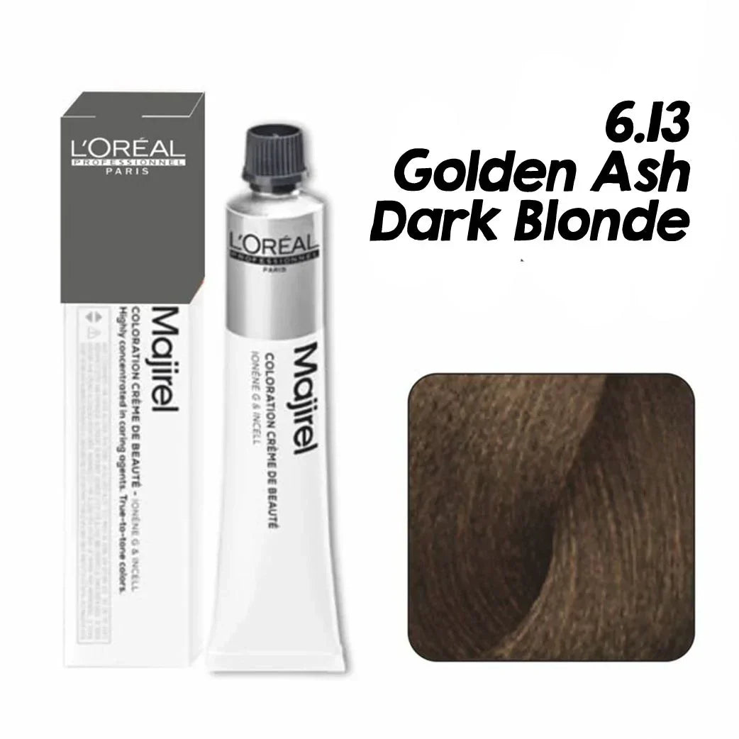 L'Oreal  Professionnel Paris - Majirel - 6.13 (Golden Ash Dark Blonde) - Mix 1:1.5 - (49.5g) - Indicrest