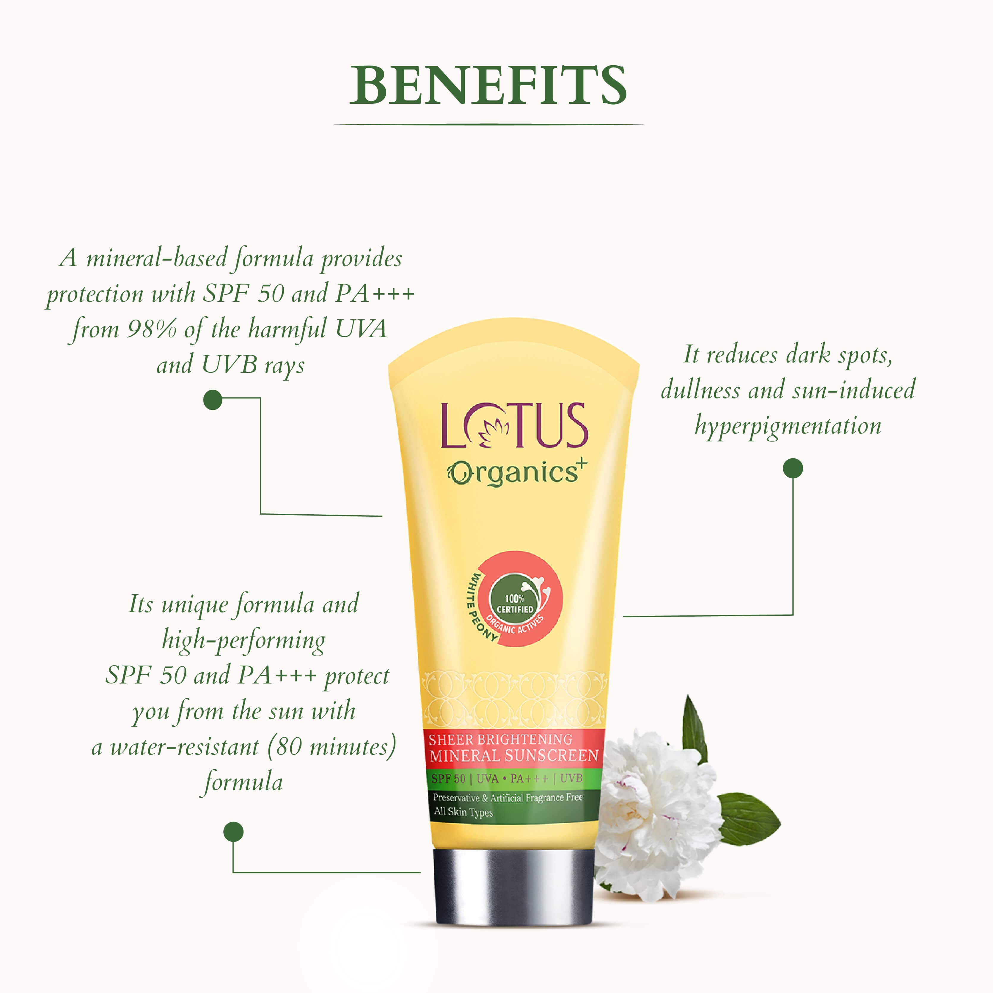 Lotus Herbals Organics+ Mineral Sunscreen: SPF 50 + SPF 50, 100g + 100g
