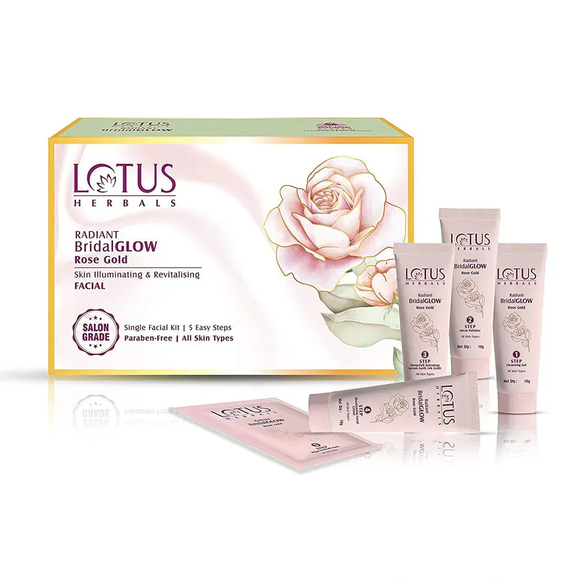 Lotus Herbals Radiant BridalGLOW Rose Gold Skin Illuminating Facial Kit - Indicrest