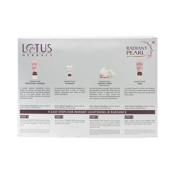 Lotus Herbals Radiant Pearl Cellular Lightening Facial Kit, 170g
