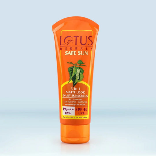 Lotus Herbals Safe Sun 3-In-1 Matte Look Daily SunScreen PA+++UVA, SPF 40, (50g) - Indicrest